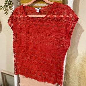 Orange Lace Bar III Blouse